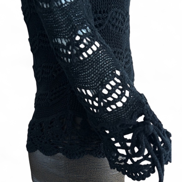Joseph A. Crochet Knit Sweater Teal Green Women’s Size M Boho Vintage Style - Picture 6 of 7